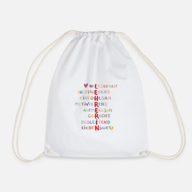 teacher - Drawstring Bag - white