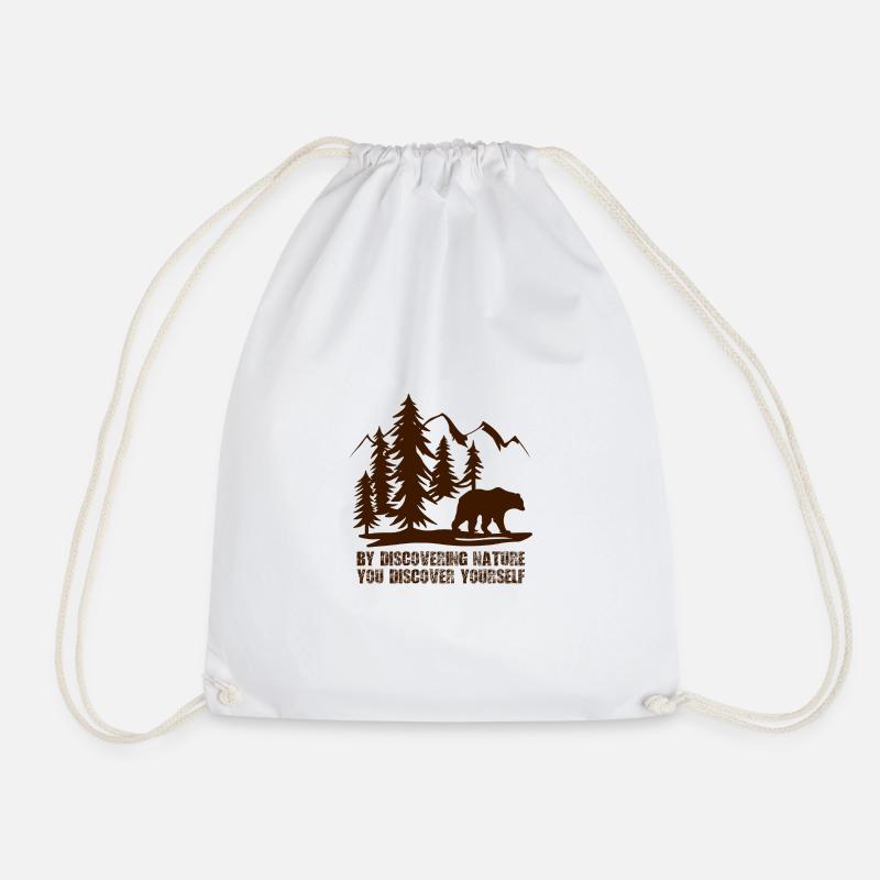 By discovering nature you discover yourself - Drawstring Bag - white