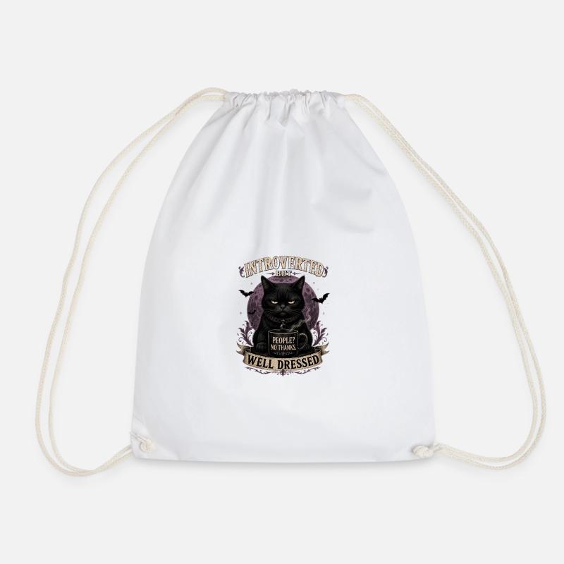 Introverted But Well Dressed Cat - Turnbeutel - Weiß