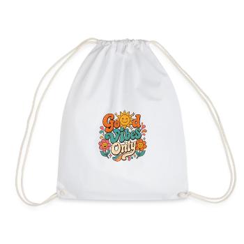 Good Vibe's Only Retro Floral - Drawstring Bag - white - Front
