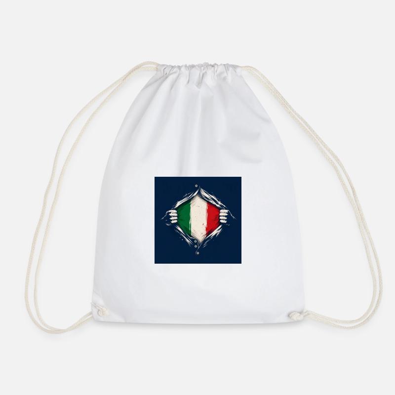 Italy Vintage Flags Design in Retro Style - Drawstring Bag - white