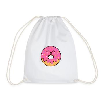 Kawaii Donut Lächeln Print - Turnbeutel - Weiß - Vorne