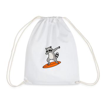 Waschbär Surf-Charme - Turnbeutel - Weiß - Vorne