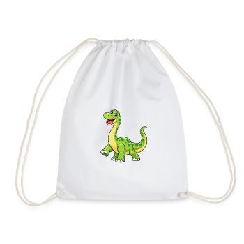 Fröhlicher Grüner Dino Cartoon - Turnbeutel - Weiß - Vorne