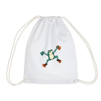 Frosch Skateboard Akrobat – Bouldern - Turnbeutel - Weiß - Vorne