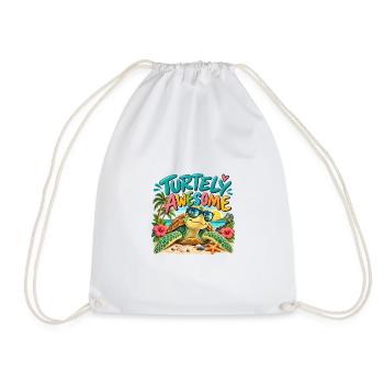 Turtely Awesome Beach Turtle - Turnbeutel - Weiß - Vorne
