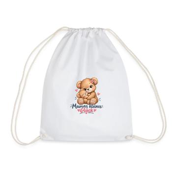 Mamas Kleines Glück Kuschelbär - Turnbeutel - Weiß - Vorne