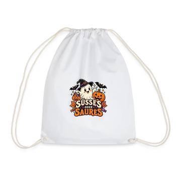 Süßes oder Saures Halloween Geist Kürbis Design - Turnbeutel - Weiß - Vorne