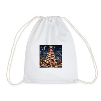 Muschel-Weihnachtsbaum am Meer - Turnbeutel - Weiß - Vorne
