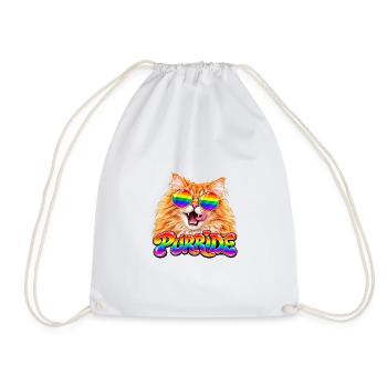 Regenbogen Pride Katze - Turnbeutel - Weiß - Vorne