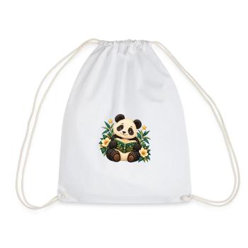 Panda-Leser unter Blumen - Turnbeutel - Weiß - Vorne