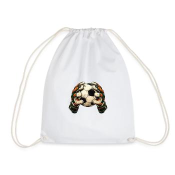 Torwart Geschenk - Fußball und Handschuhe - Turnbeutel - Weiß - Vorne
