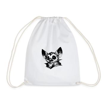 Creepy Cute Bat Baby Pencil Sketch - Drawstring Bag - white - Front