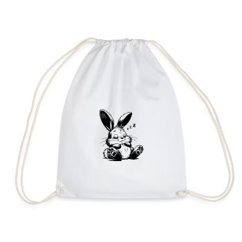 Cute sleeping baby bunny with big ears - Drawstring Bag - white - Front