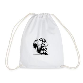 Bright baby squirrel with coffee - Drawstring Bag - white - Front
