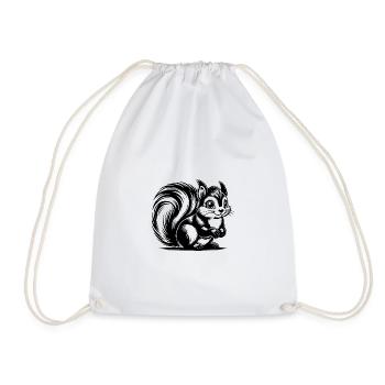 Little Cute Squirrel Pencil Drawing - Drawstring Bag - white - Front