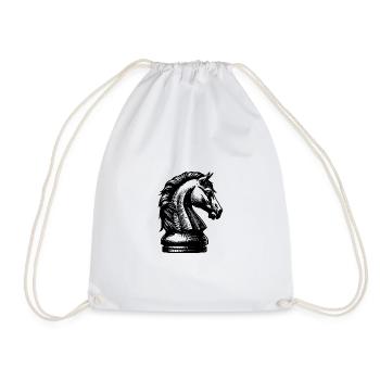 Chess Set Chess Figure Knight Horse - Drawstring Bag - white - Front