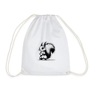 Écureuil drôle d’enfants avec croquis de café - Sac de sport léger - blanc - Devant