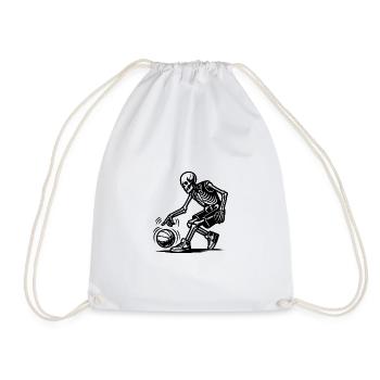 Halloween Skeleton Basketball Player with Ball - Drawstring Bag - white - Front
