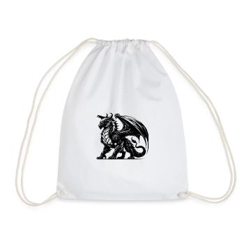 Proud, powerful dragon with big wings - Drawstring Bag - white - Front