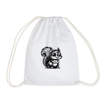 Laughing Baby Squirrel Kids Drawing - Drawstring Bag - white - Front