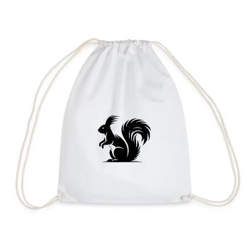 Squirrel Tattoo Style Drawing - Drawstring Bag - white - Front