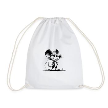 Proud children's mouse with huge ears - Drawstring Bag - white - Front
