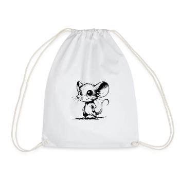 Funny Baby Kids Mouse Cartoon Style - Drawstring Bag - white - Front