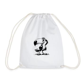 Little Smiling Toucan Pencil Sketch - Drawstring Bag - white - Front