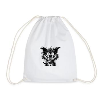Crazy Dog Pencil Sketch with Big Eyes - Drawstring Bag - white - Front