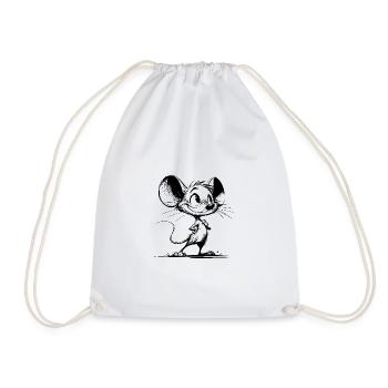 Cute baby mouse with huge eyes and ears - Drawstring Bag - white - Front