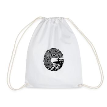 Sunset by the Sea Lighthouse Fingerprint - Drawstring Bag - white - Front