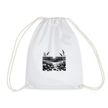 Sunset on the beach with tropical seashells - Drawstring Bag - white - Front