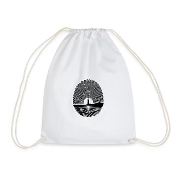 Sunrise by the Sea Lighthouse Fingerprint - Drawstring Bag - white - Front