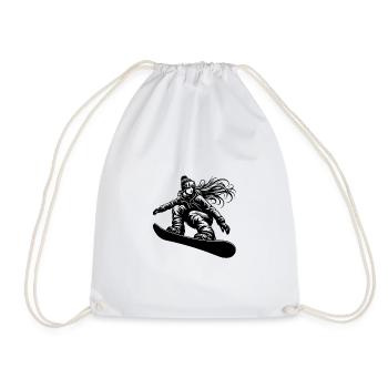 Snowboarderin Cooles Snowboard Design - Turnbeutel - Weiß - Vorne