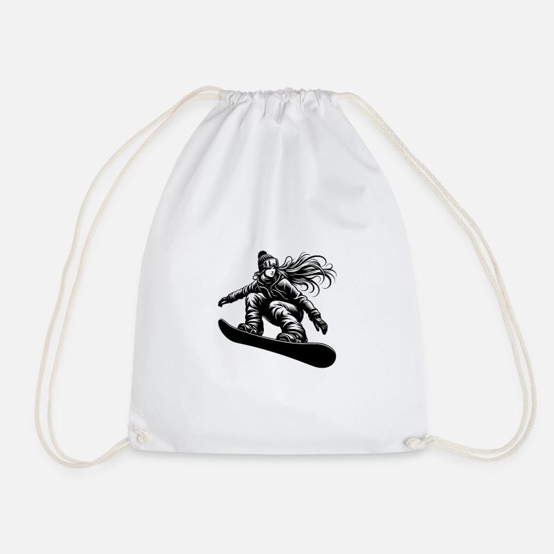 Snowboarderin Cooles Snowboard Design - Turnbeutel - Weiß