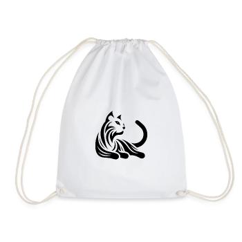 Tatouage minimaliste avec portrait de chat - Sac de sport léger - blanc - Devant