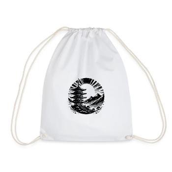 Motif d’art de yoga de pagode asiatique avec temple - Sac de sport léger - blanc - Devant