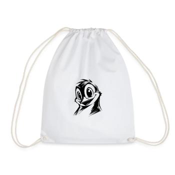 Cute Penguin Cartoon Pencil Style - Drawstring Bag - white - Front