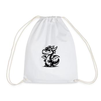 Mignon dragon souriant avec des ailes - Sac de sport léger - blanc - Devant