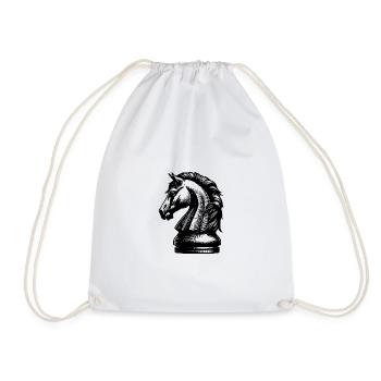 Knight Chess Set Vintage Chess Figure Horse - Drawstring Bag - white - Front
