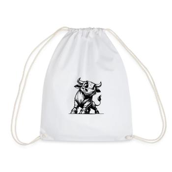 Dessin de taureau au crayon avec des cornes géantes - Sac de sport léger - blanc - Devant