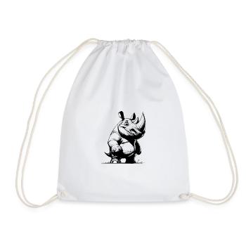 énorme rhinocéros souriant croquis dessin - Sac de sport léger - blanc - Devant