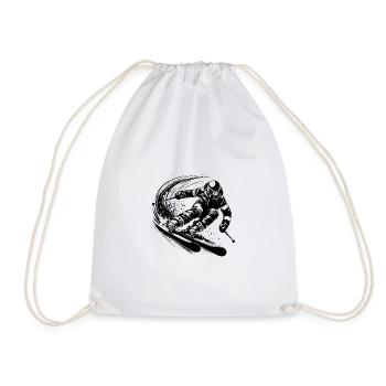 Skiing Speed and precision in the snow - Drawstring Bag - white - Front