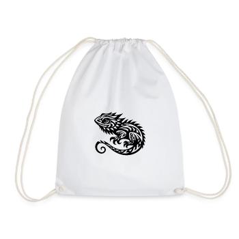 Bearded Dragon Tribal Tattoo Dragon Disguise - Drawstring Bag - white - Front