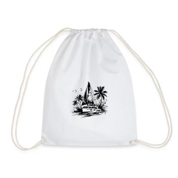 Catamaran double coque voilier palmiers des Caraïbes - Sac de sport léger - blanc - Devant