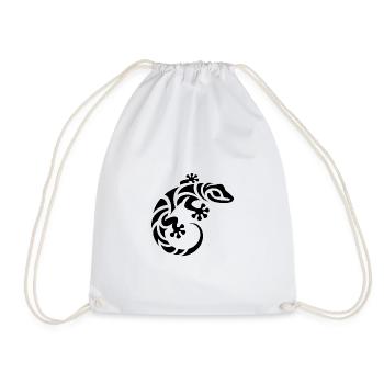 Petit gecko souriant dans le style de tatouage tribal - Sac de sport léger - blanc - Devant