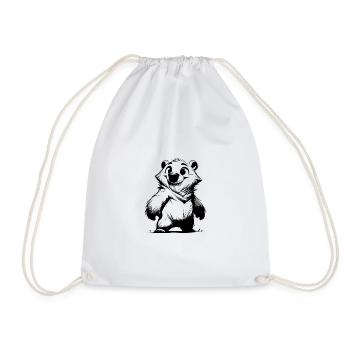 Friendly bear with a cheeky grin - Drawstring Bag - white - Front