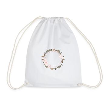 Flowers in round frame / Vintage and stylish - Drawstring Bag - white - Front