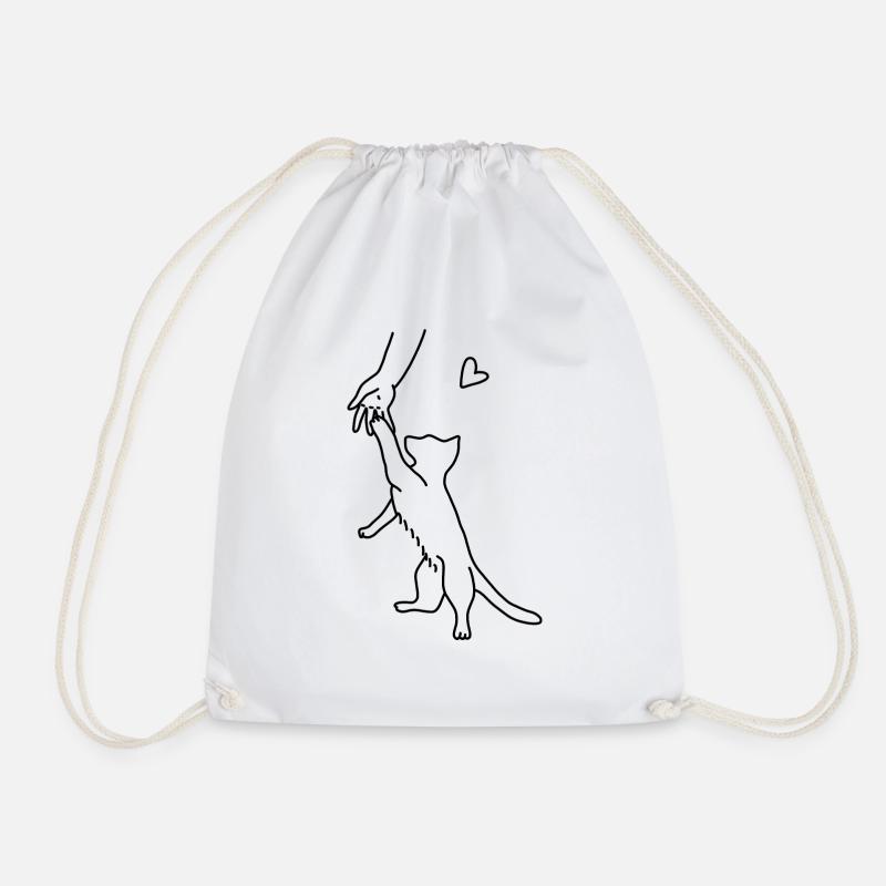 Katze Spielen Hand Liebe - Turnbeutel - Weiß
